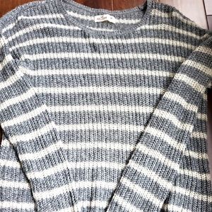 Hollister gray and white striped sweater size medium